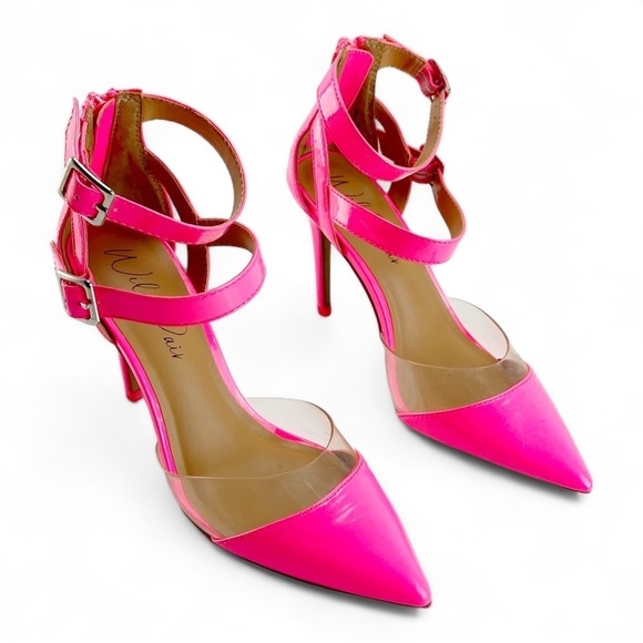 WILD PAIR Womens Pink Transparent Sides Daymian Pointed Toe Stiletto Pumps 6M - Picture 2 of 5